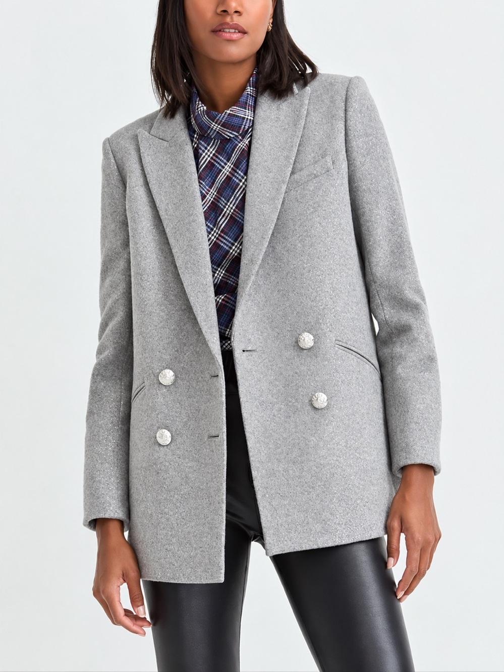 Veronica Beard Oria Silver Double-Breasted Dickey Blazer Size 6